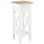 Mesa auxiliar de madera blanca 27x27x65,5 cm