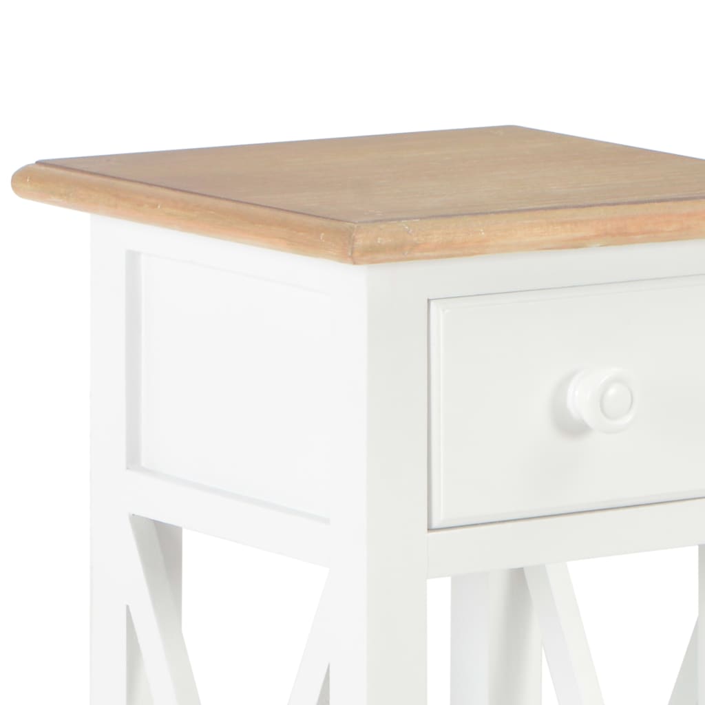 Mesa auxiliar de madera blanca 27x27x65,5 cm