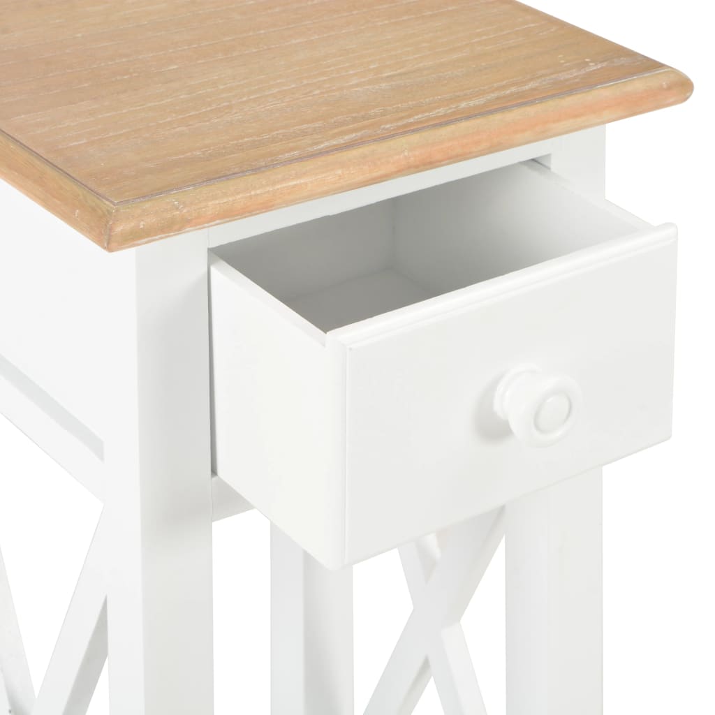 Mesa auxiliar de madera blanca 27x27x65,5 cm