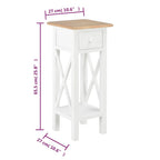 Mesa auxiliar de madera blanca 27x27x65,5 cm