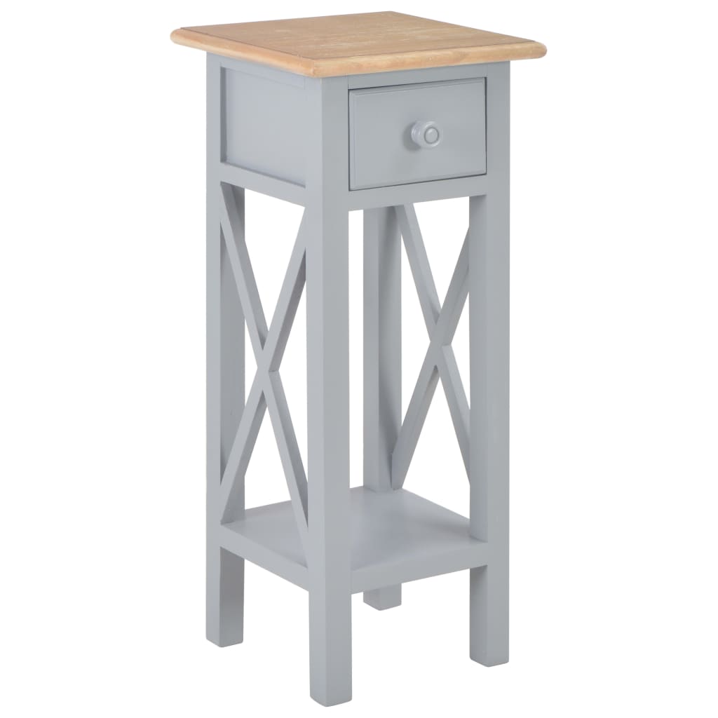 Mesa auxiliar de madera blanca 27x27x65,5 cm