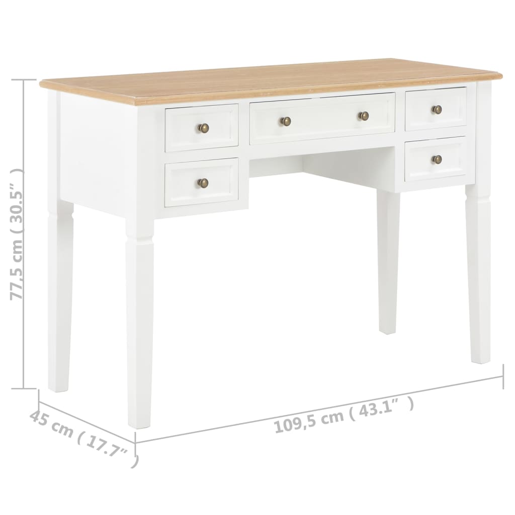 Escritorio de madera blanco 109,5x45x77,5 cm