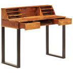 Escritorio de madera maciza de acacia y acero 110x50x94 cm