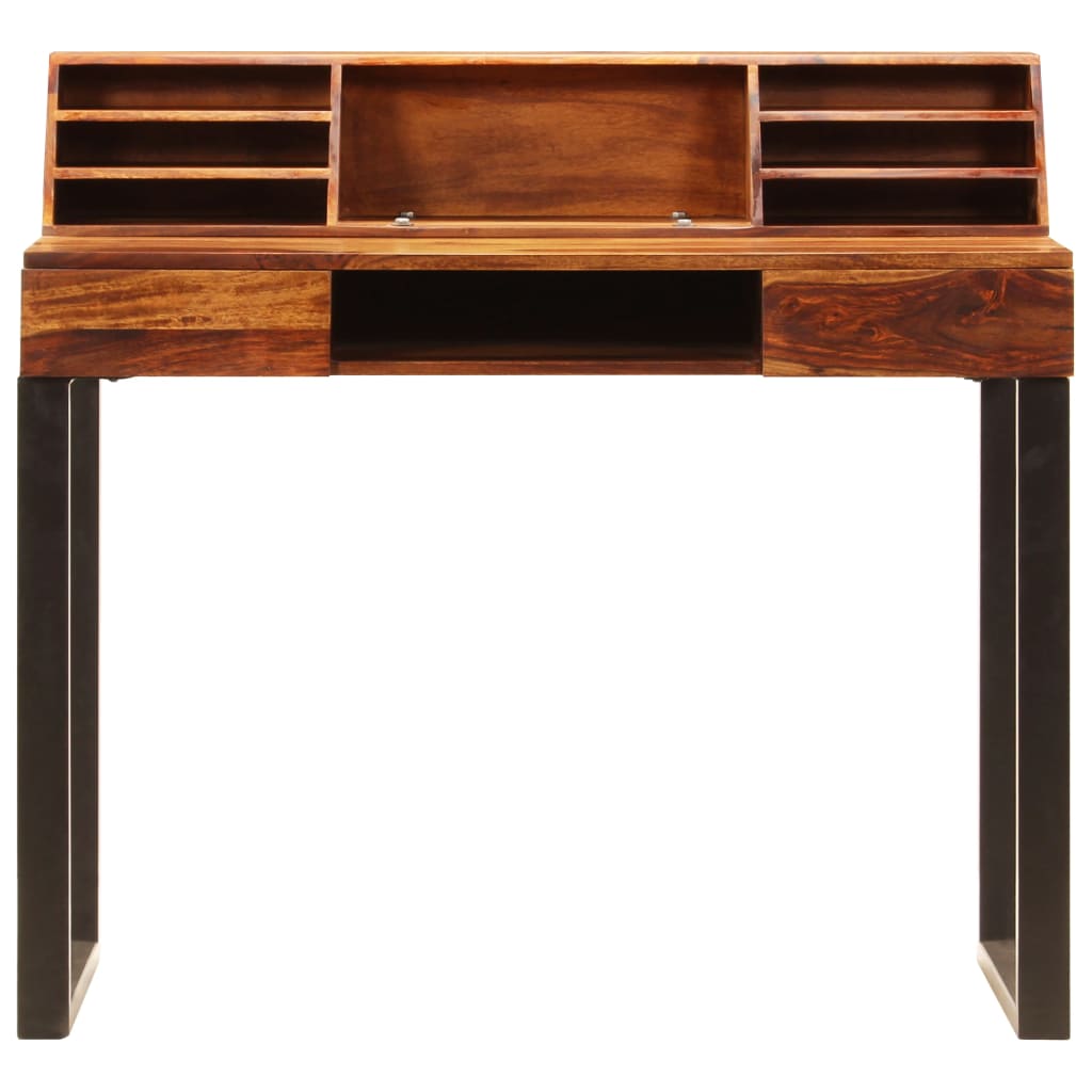 Escritorio de madera maciza de acacia y acero 110x50x94 cm