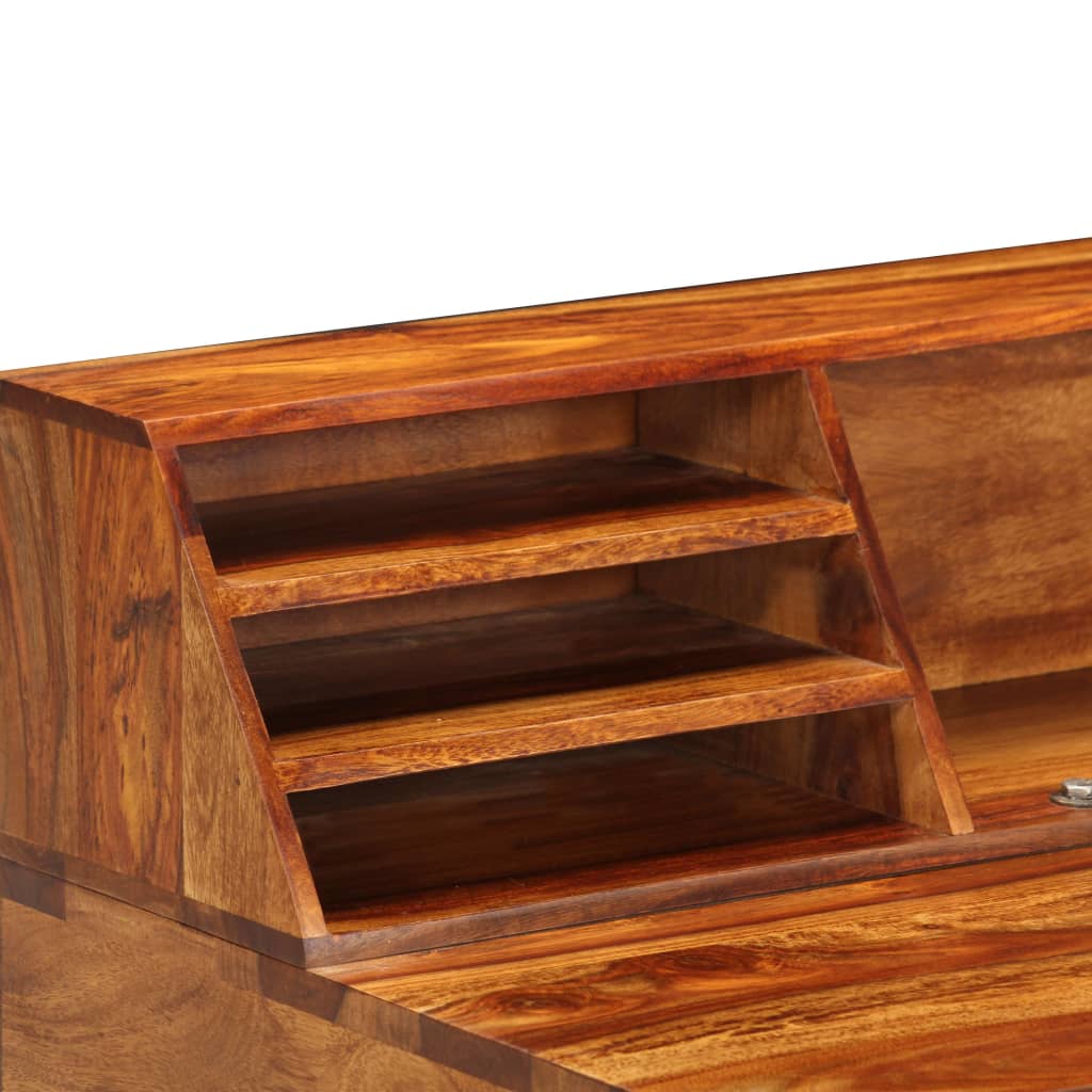 Escritorio de madera maciza de acacia y acero 110x50x94 cm