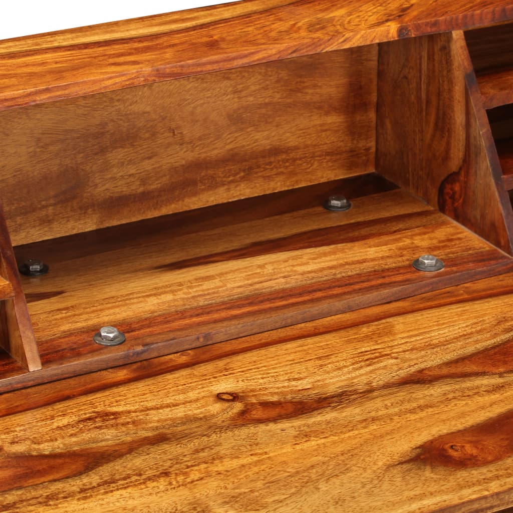 Escritorio de madera maciza de acacia y acero 110x50x94 cm