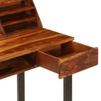 Escritorio de madera maciza de acacia y acero 110x50x94 cm