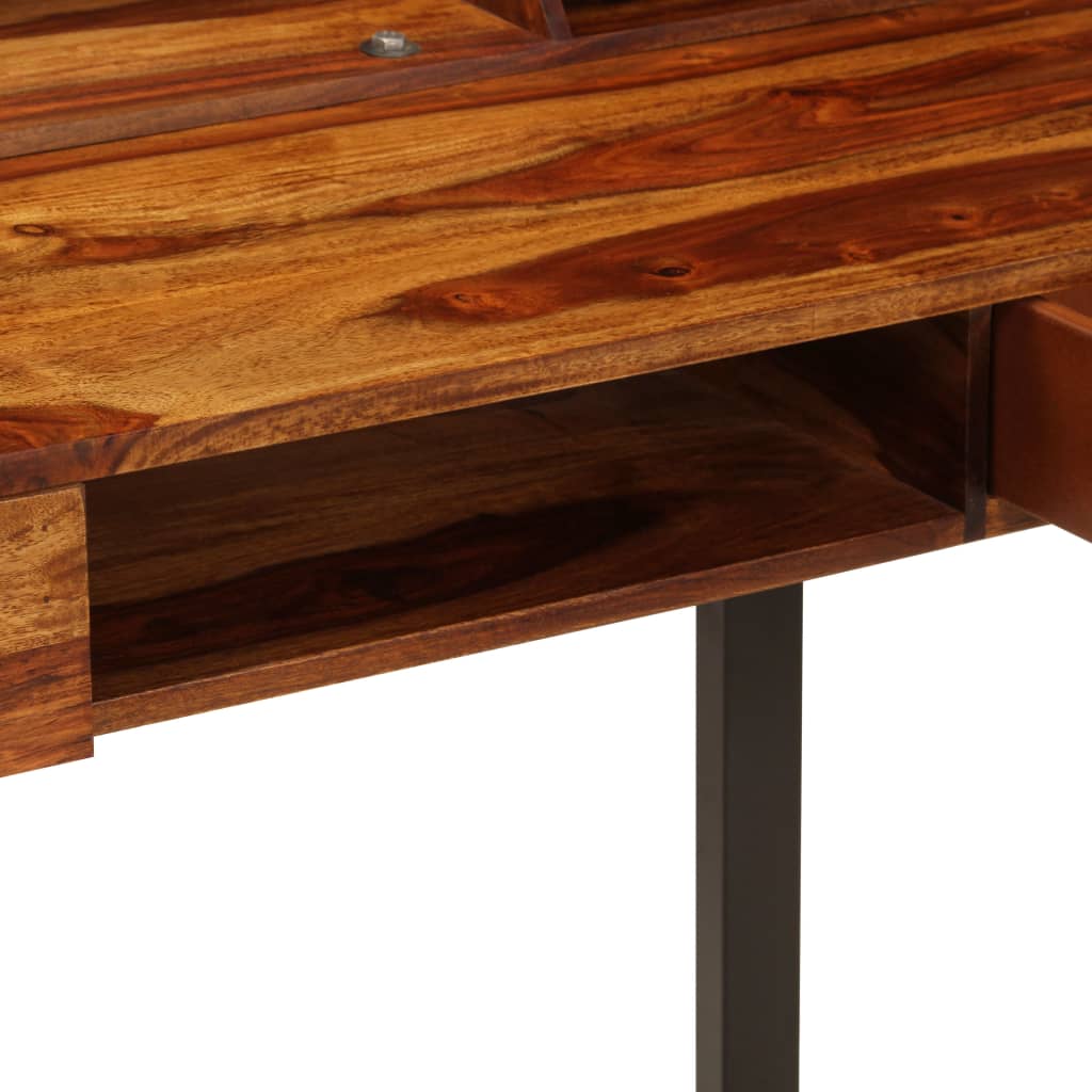 Escritorio de madera maciza de acacia y acero 110x50x94 cm