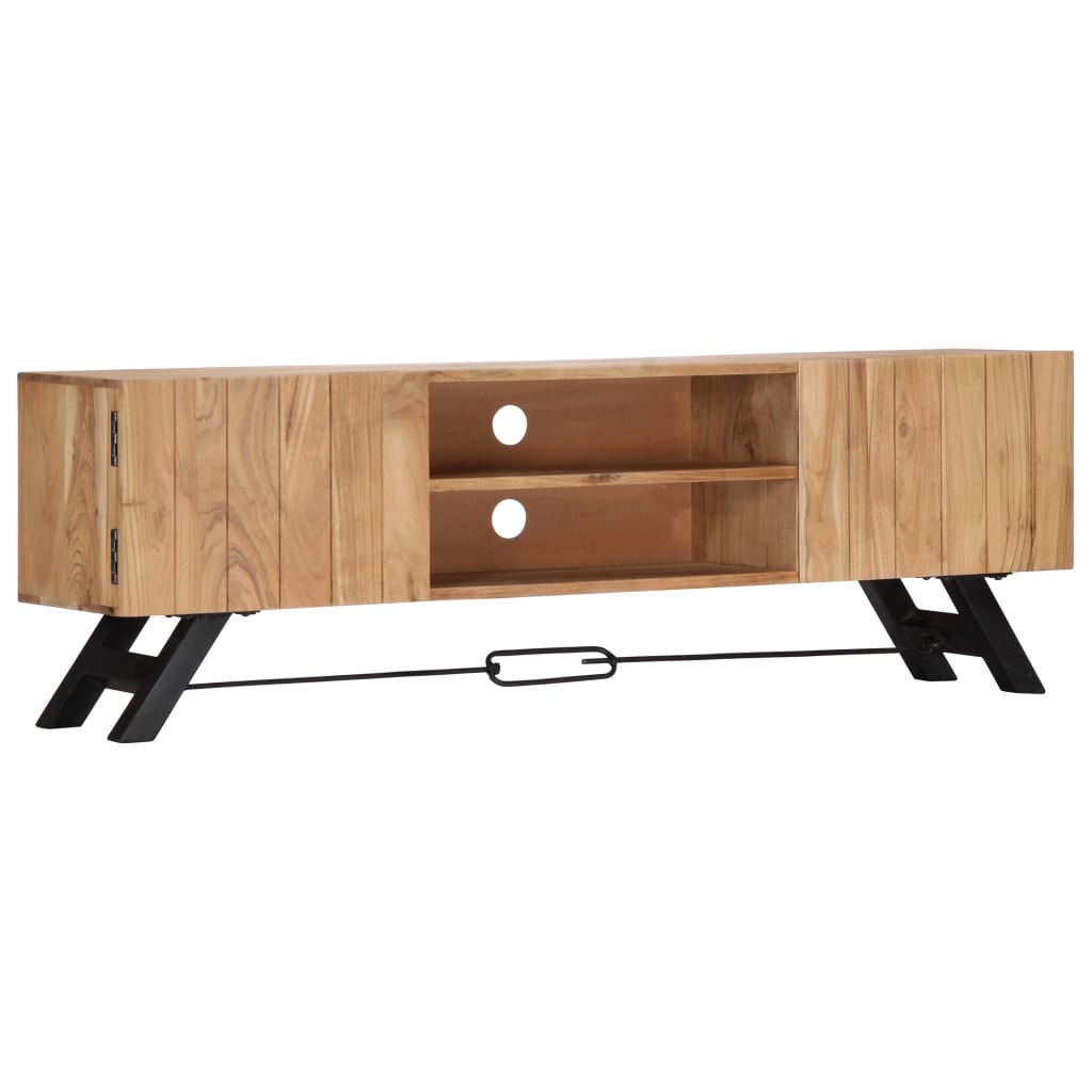 Mueble de TV madera maciza de acacia 140x30x45 cm