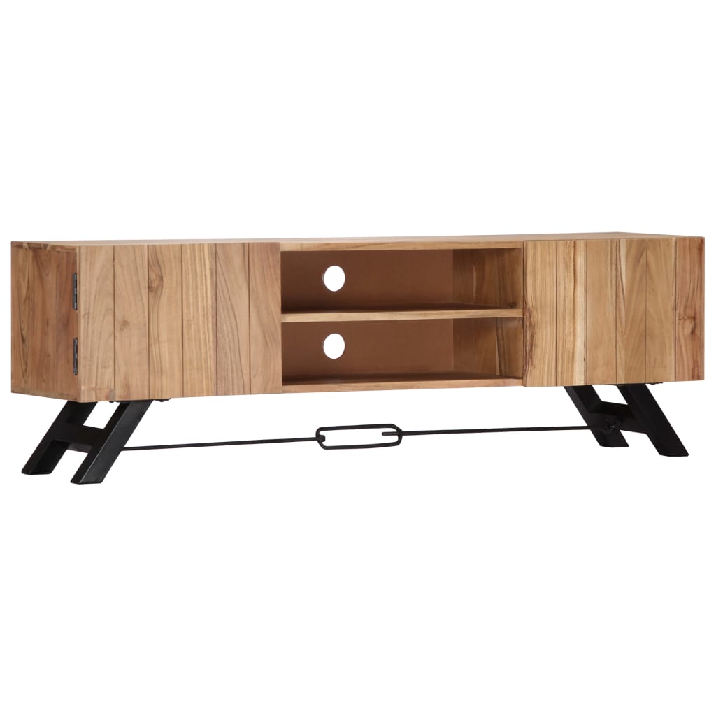 Mueble de TV madera maciza de acacia 140x30x45 cm