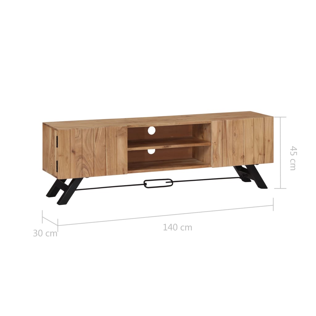 Mueble de TV madera maciza de acacia 140x30x45 cm