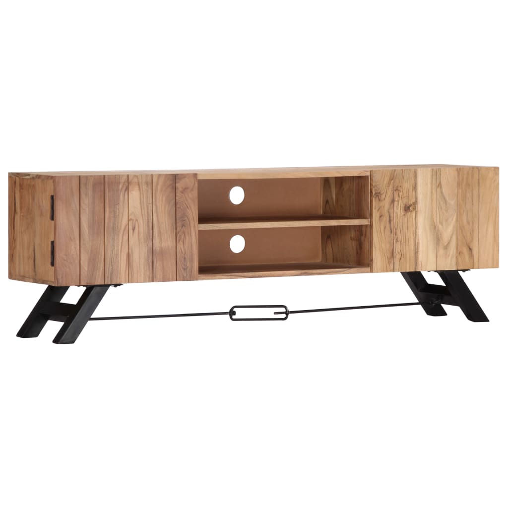 Mueble de TV madera maciza de acacia 140x30x45 cm