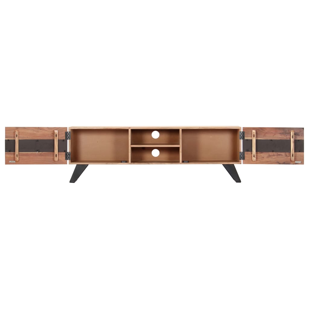 Mueble de TV madera maciza de acacia 140x30x45 cm