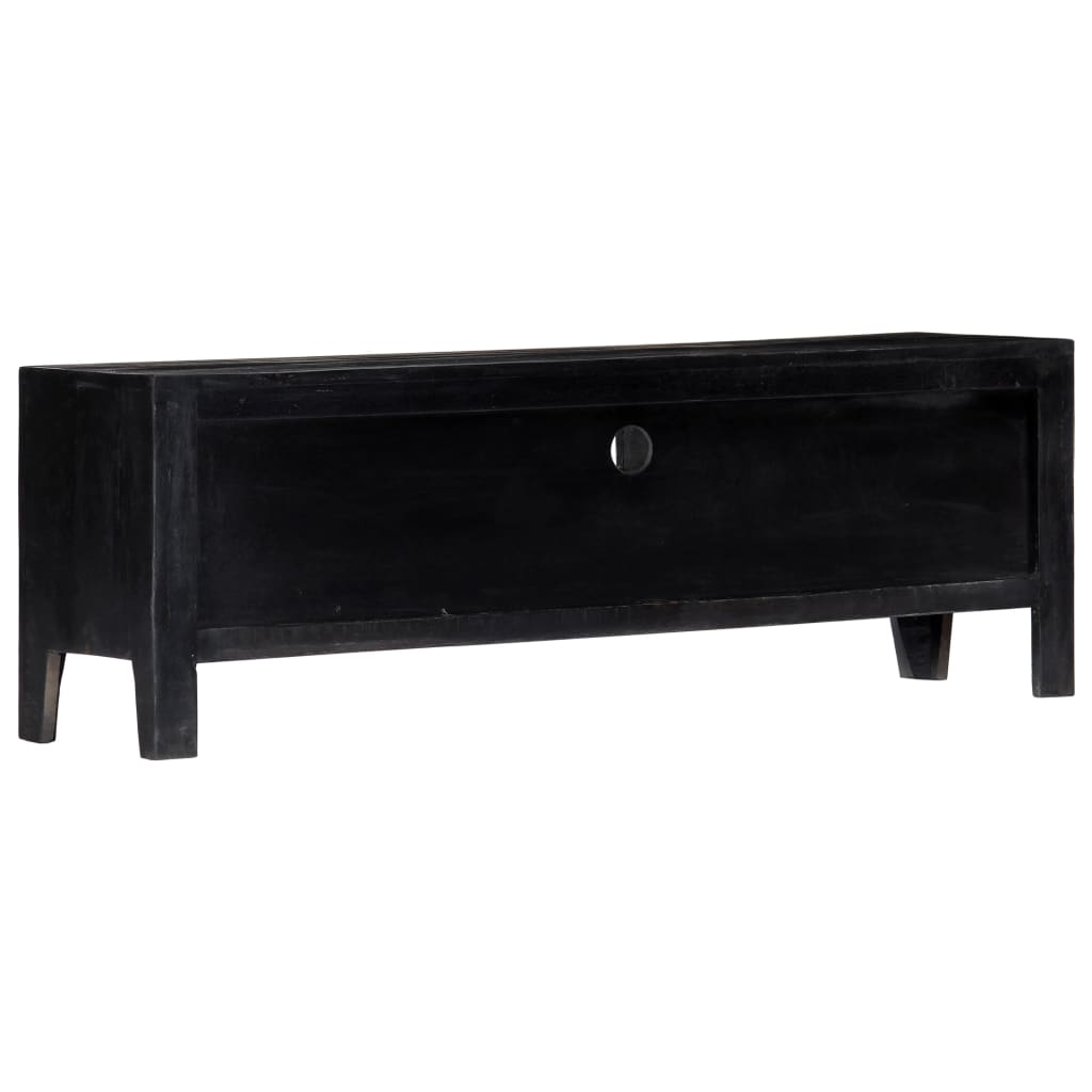 Mueble para TV de madera maciza de mango negro 118x30x40 cm