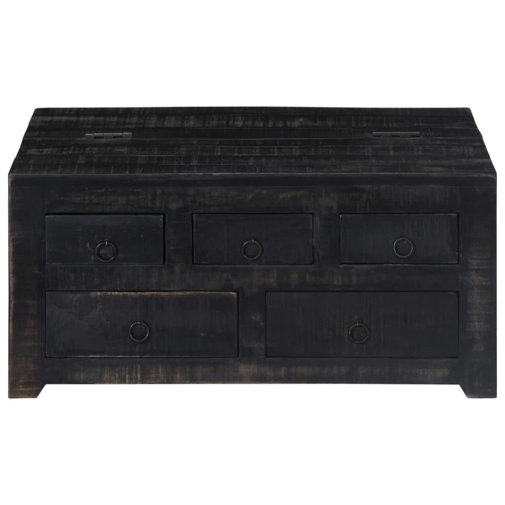 Mesa de centro madera maciza de mango negro 65x65x30 cm