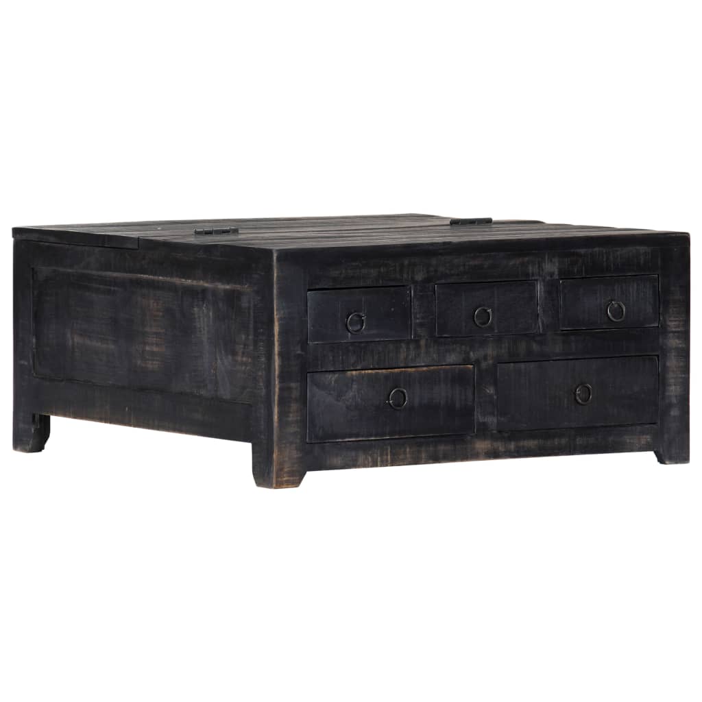 Mesa de centro madera maciza de mango negro 65x65x30 cm