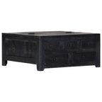 Mesa de centro madera maciza de mango negro 65x65x30 cm