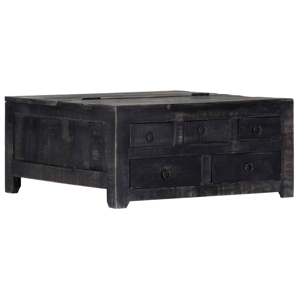Mesa de centro madera maciza de mango negro 65x65x30 cm