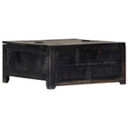 Mesa de centro madera maciza de mango negro 65x65x30 cm