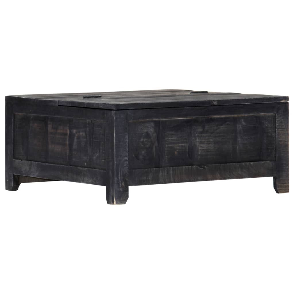 Mesa de centro madera maciza de mango negro 65x65x30 cm