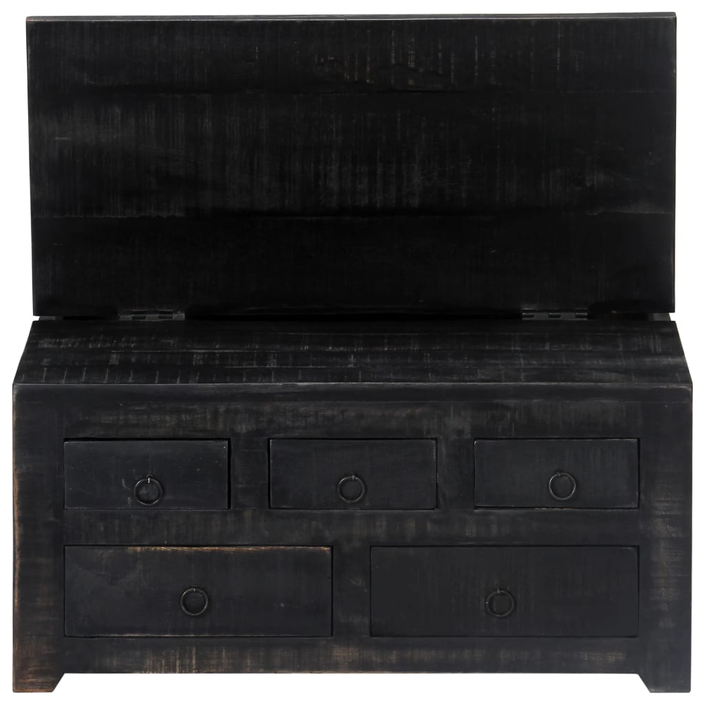 Mesa de centro madera maciza de mango negro 65x65x30 cm