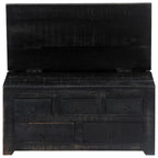 Mesa de centro madera maciza de mango negro 65x65x30 cm