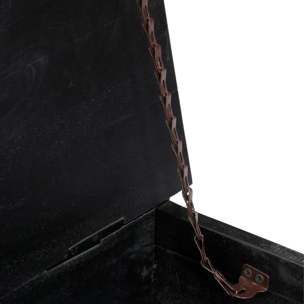 Mesa de centro madera maciza de mango negro 65x65x30 cm