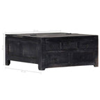 Mesa de centro madera maciza de mango negro 65x65x30 cm