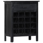 Botellero de madera de mango maciza negro 56x35x75 cm