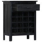 Botellero de madera de mango maciza negro 56x35x75 cm