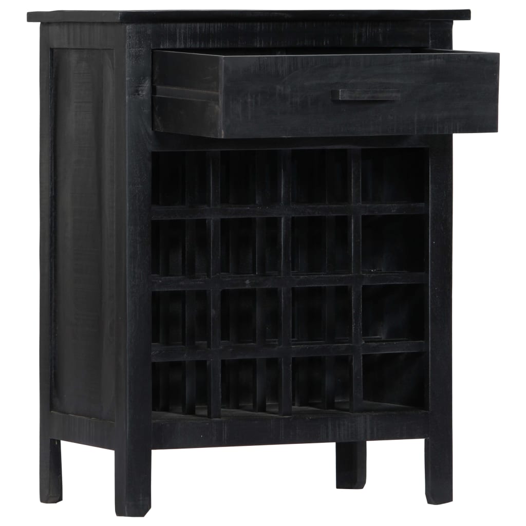 Botellero de madera de mango maciza negro 56x35x75 cm