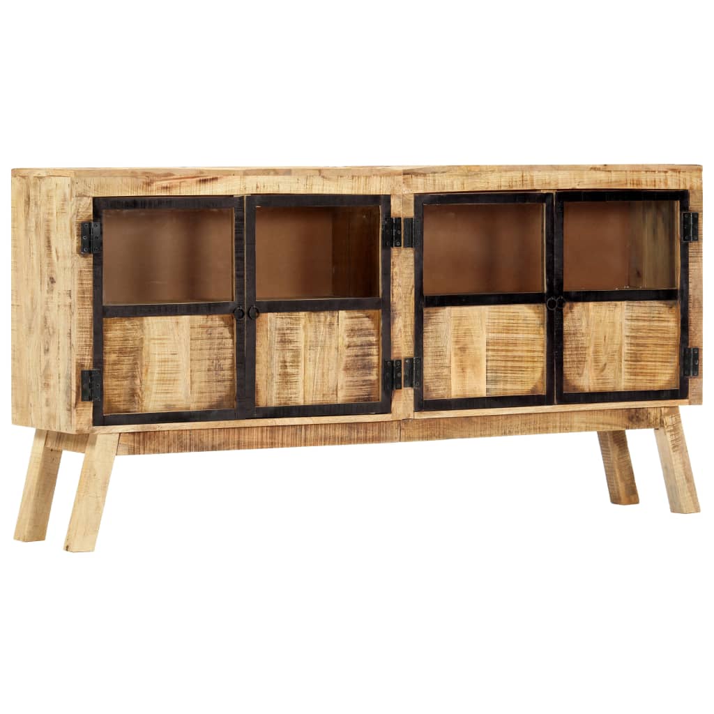 Aparador madera maciza mango en bruto marrón negro 160x30x80 cm