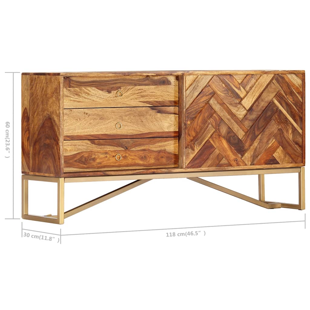 Aparador de madera maciza de acacia 118x30x60 cm