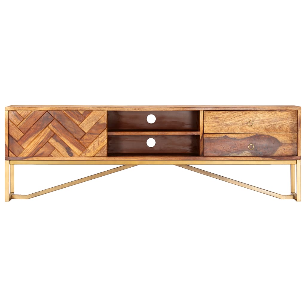 Mueble para TV madera maciza de acacia 140x30x45 cm