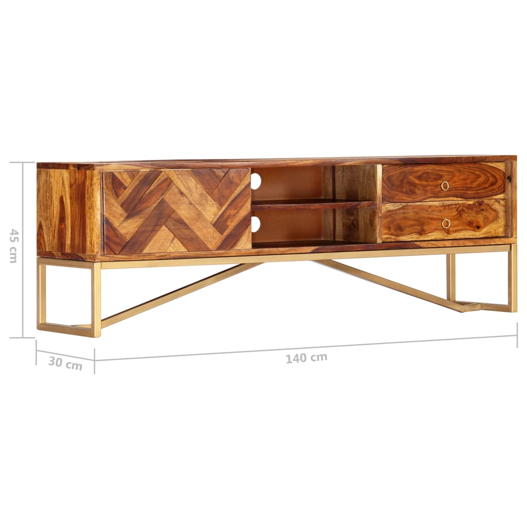 Mueble para TV madera maciza de acacia 140x30x45 cm