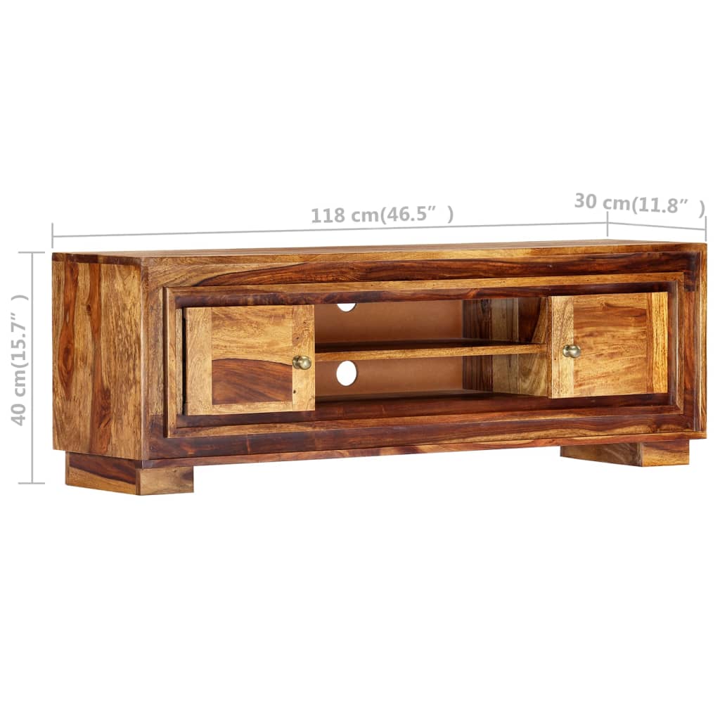 Mueble de TV madera maciza de acacia 118x30x40 cm