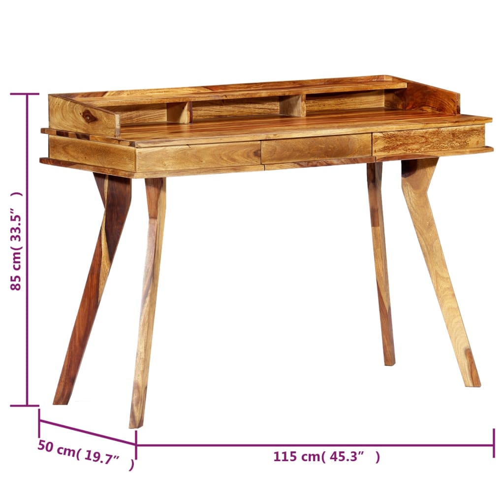 Escritorio de madera maciza de acacia 115x50x85 cm
