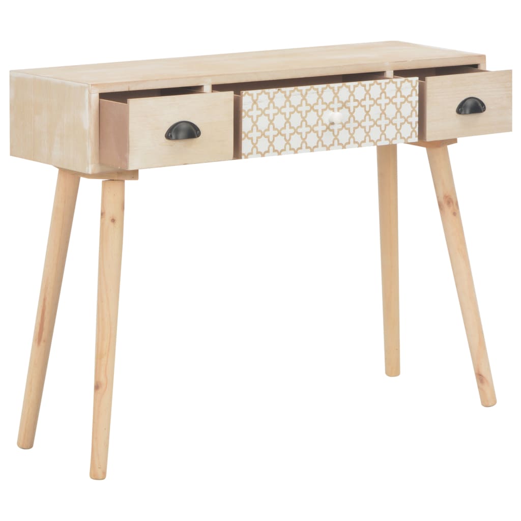 Mesa consola con 3 cajones madera maciza de pino 100x30x73 cm