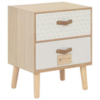 Mesita de noche con 2 cajones madera maciza pino 40x30x49,5 cm