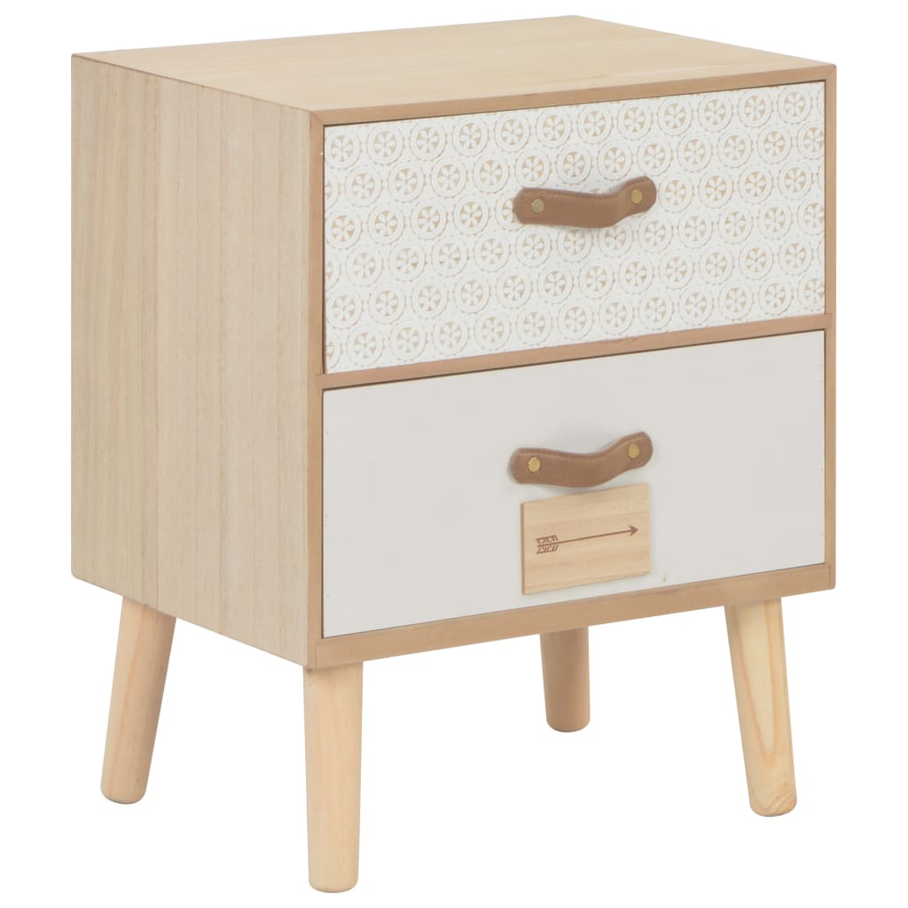 Mesita de noche con 2 cajones madera maciza pino 40x30x49,5 cm