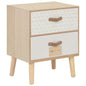 Mesita de noche con 2 cajones madera maciza pino 40x30x49,5 cm