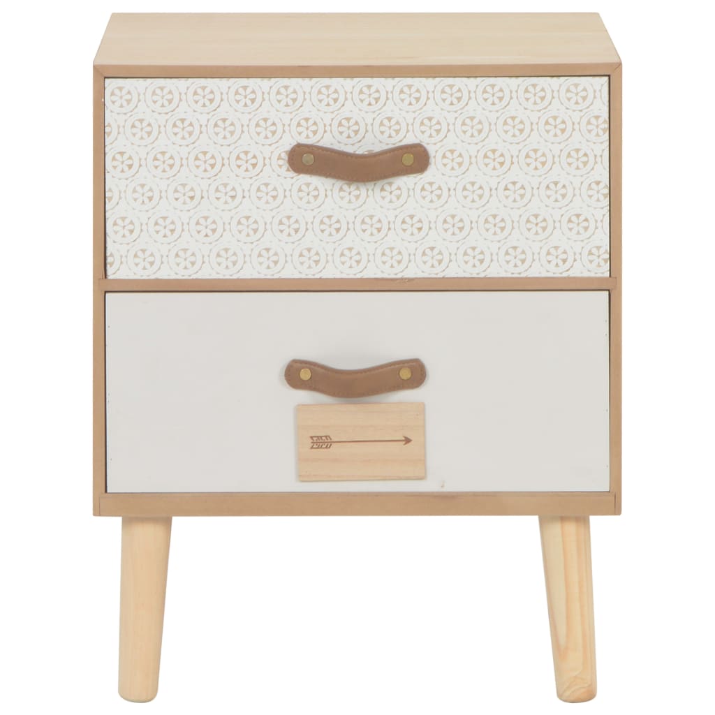 Mesita de noche con 2 cajones madera maciza pino 40x30x49,5 cm