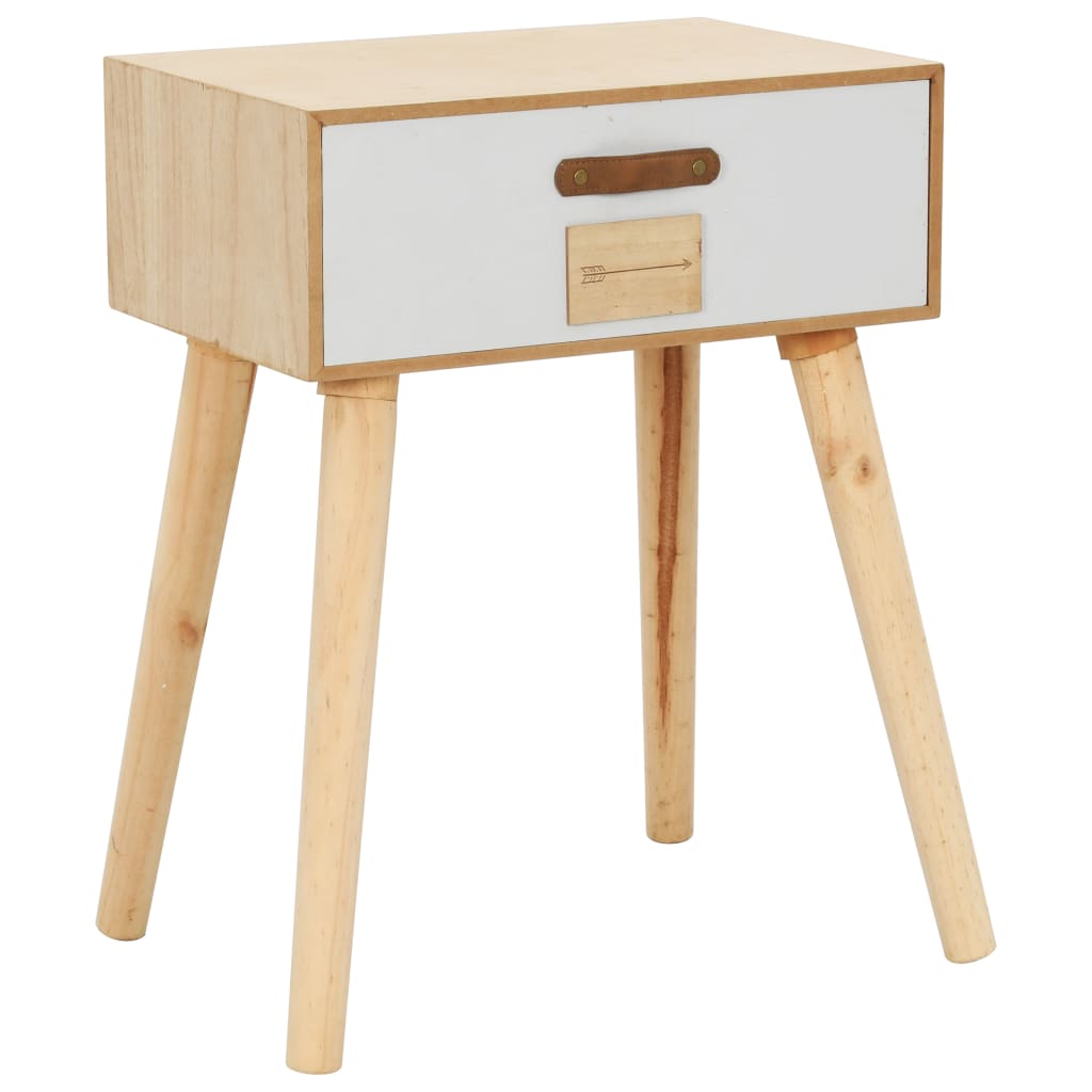 Mesita de noche con 2 cajones madera maciza pino 40x30x49,5 cm