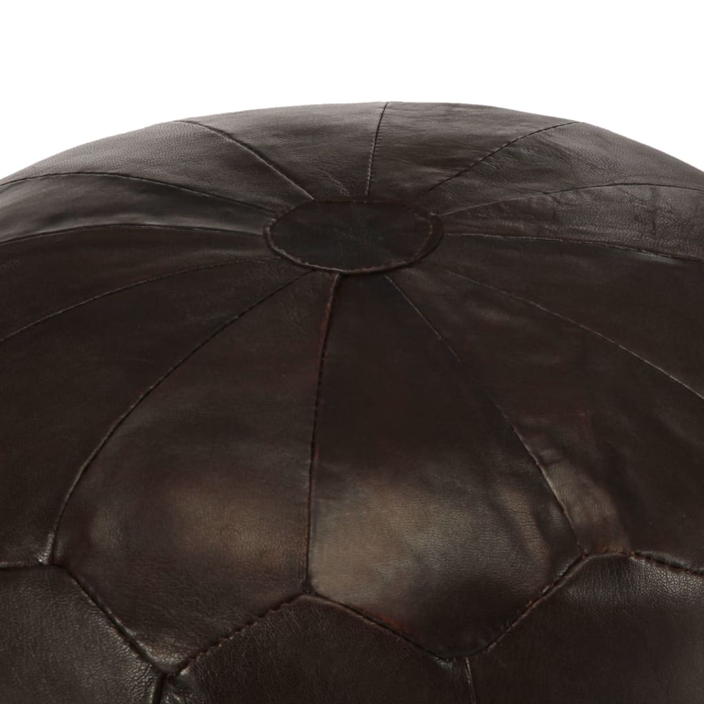 Puf marrón oscuro 40x35 cm cuero auténtico de cabra