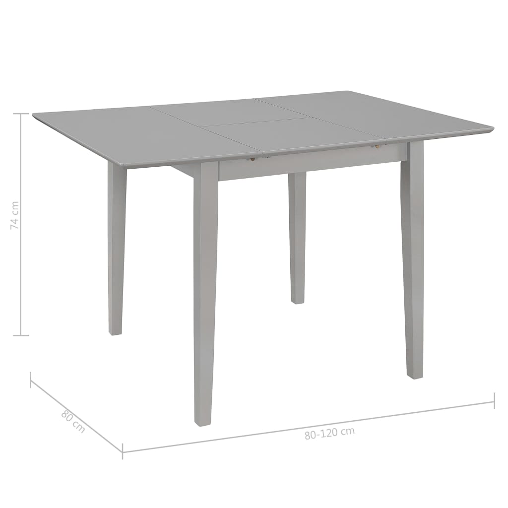 Mesa de comedor extensible gris (80-120)x80x74 cm MDF