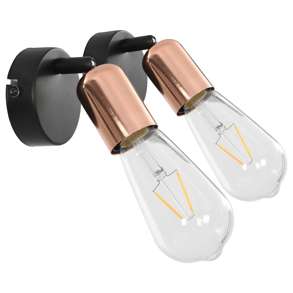 Lámpara focos 2 uds bombillas de filamento 2W negro cobre E27