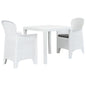 Mesa e cadeiras de jardim 3 peças plástico branco aspeto rotim