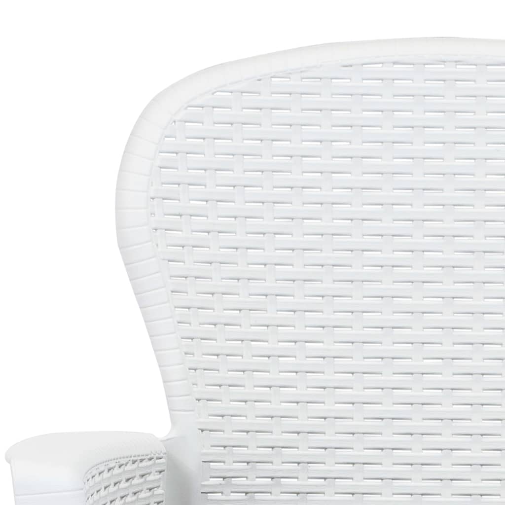 Mesa y sillas de jardín 3 piezas plástico blanco aspecto ratán
