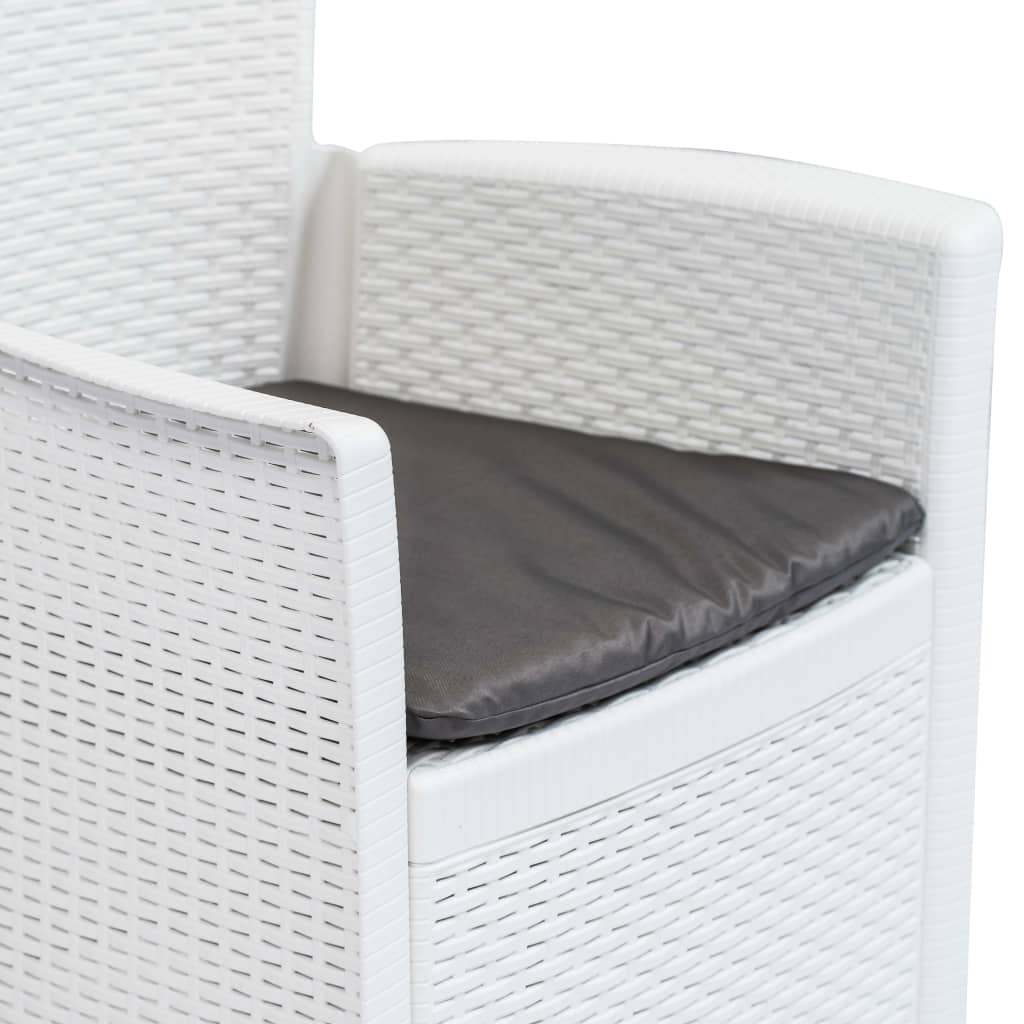 Mesa y sillas de jardín 3 piezas plástico blanco aspecto ratán