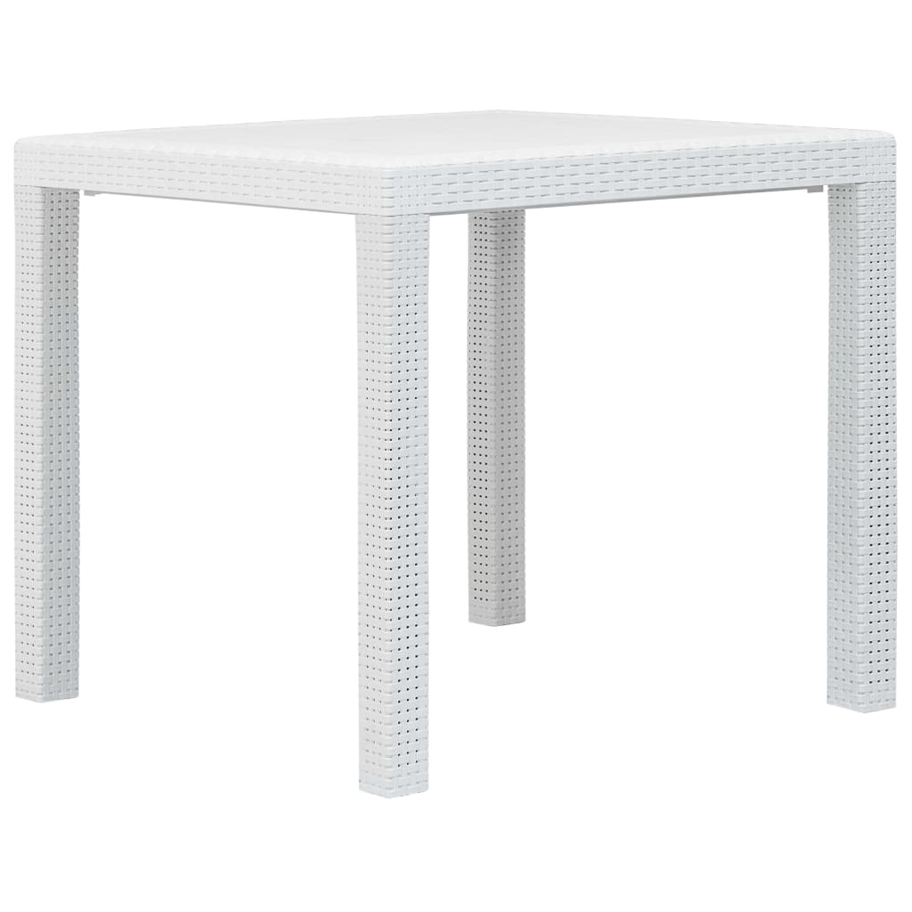 Mesa y sillas de jardín 3 piezas plástico blanco aspecto ratán